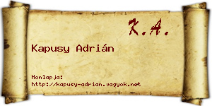 Kapusy Adrián névjegykártya